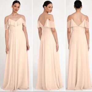 Jenny Yoo NEW $285 Mila Blush Cold Shoulder Gown, 0 NWT Bridesmaid